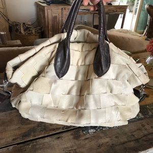 All leather, ivory handbag